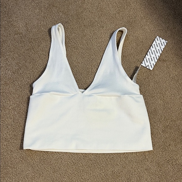 White Ribbed Crop Top - Picture 1 of 2